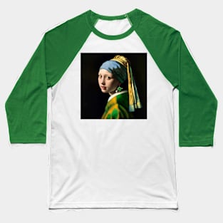 St. Paddy's Pearl: Girl with a Pearl Earring St. Patrick's Day Celebration Baseball T-Shirt